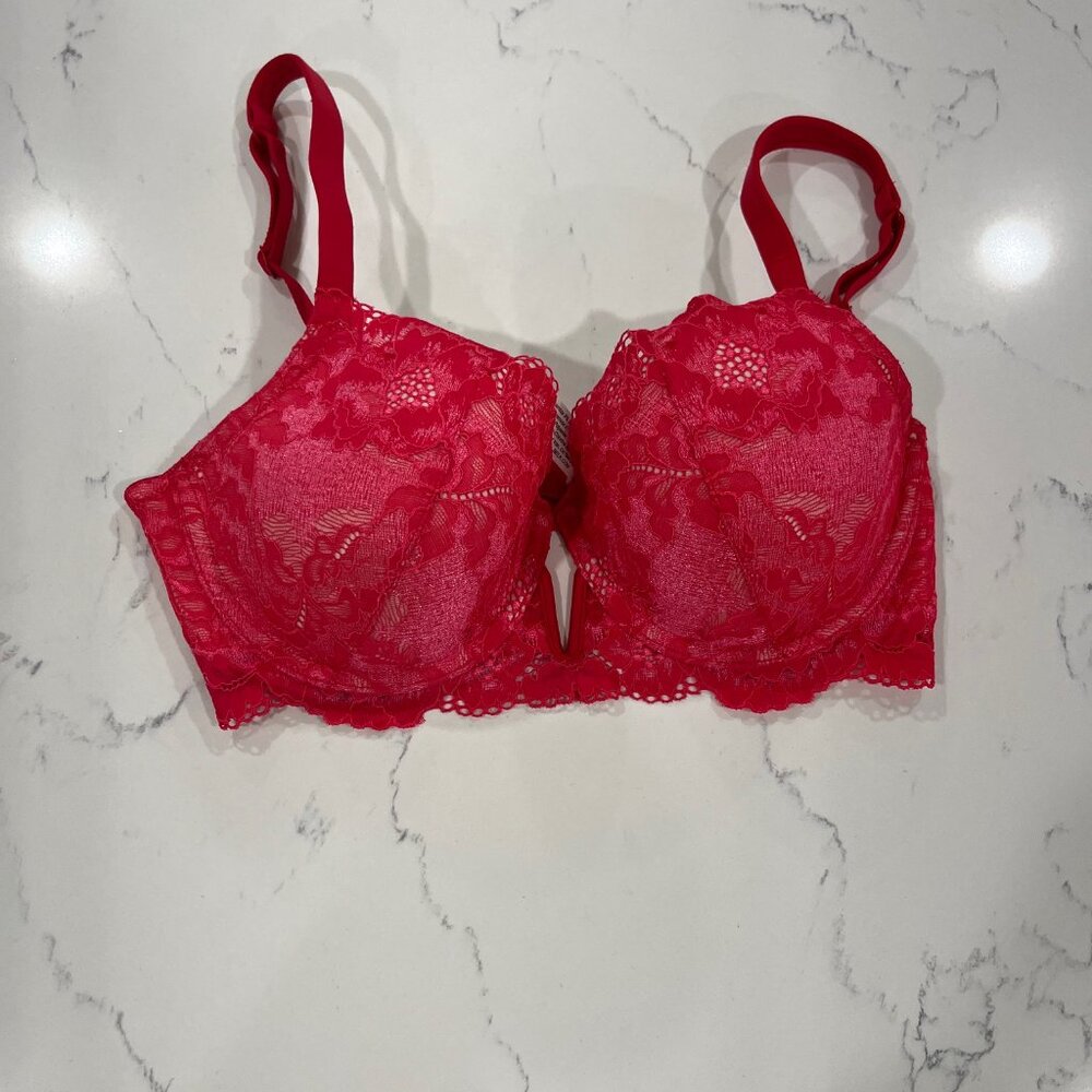 Parisian Intimates Lace Bra bright red Size 34 D